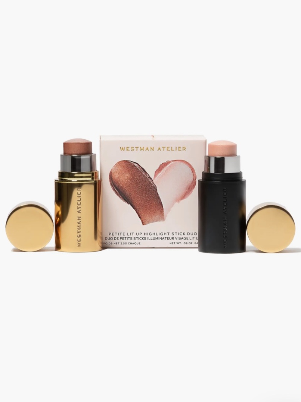 Westman Atelier Petite Lit Up Highlight Stick Duo in Nectar and Brulée, 2 x 2.5g